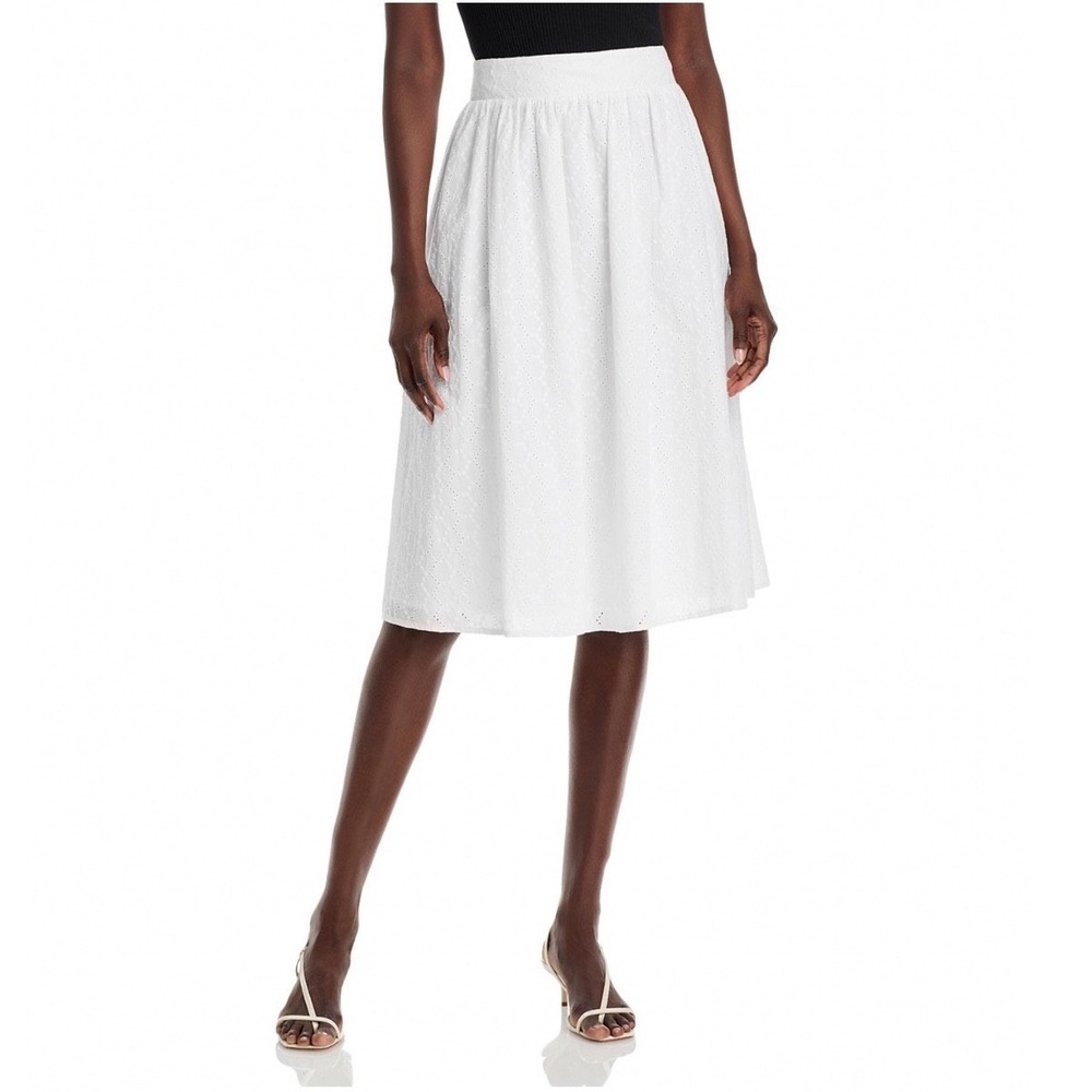 Steve Madden Carlynn Skirt White Cotton Eyelet Midi Full Silhouette Large NEW